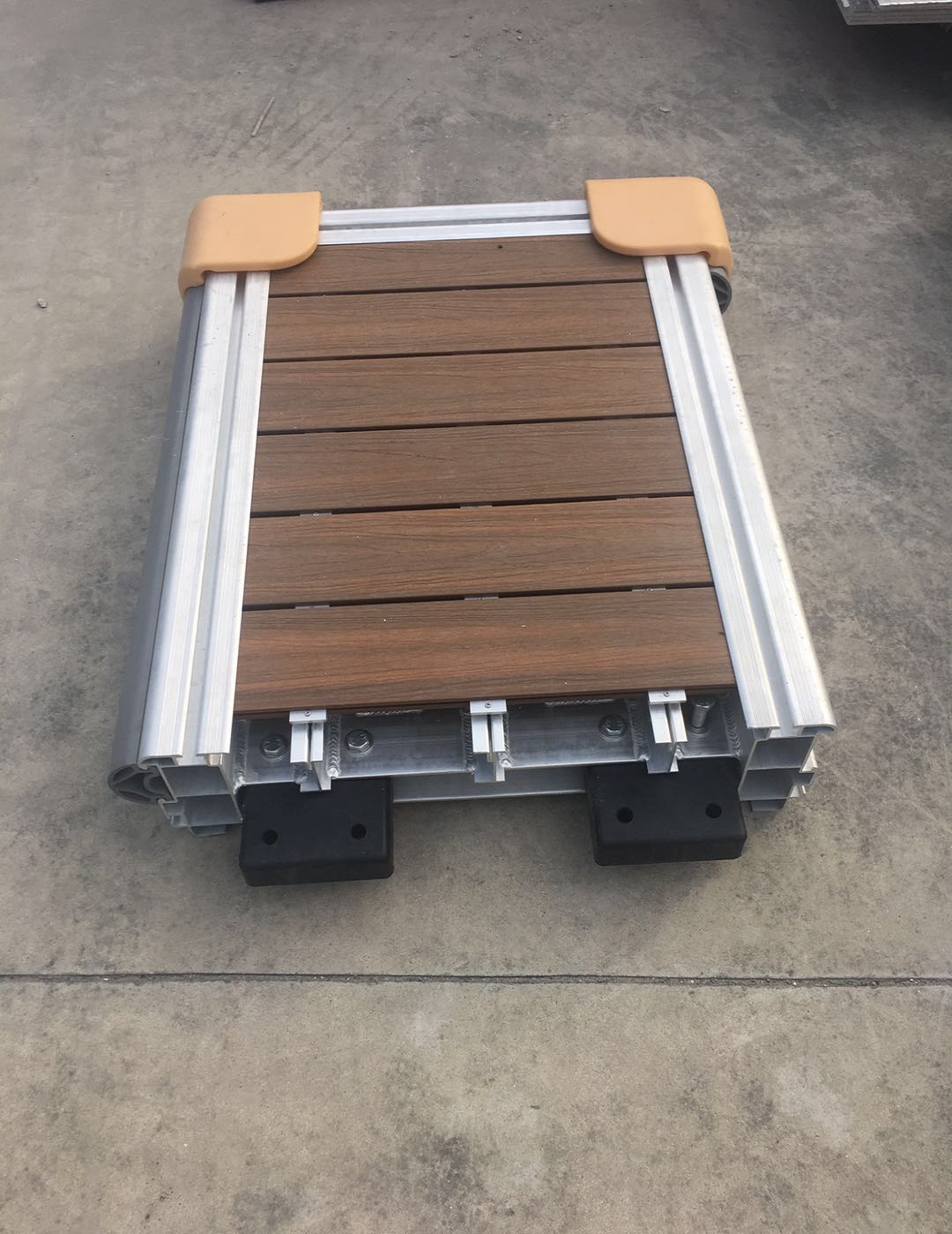 Marine floating pontoon dock platform or bridge platform with bollard